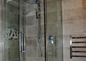 Bathroom renovations - Shower with tiled base complete with Designer sliding door shower screen.