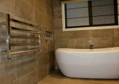Bathroom renovations - Free standing bath, built-in niche & heated towel rack