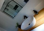 Bathroom renovation with wall hung vanity